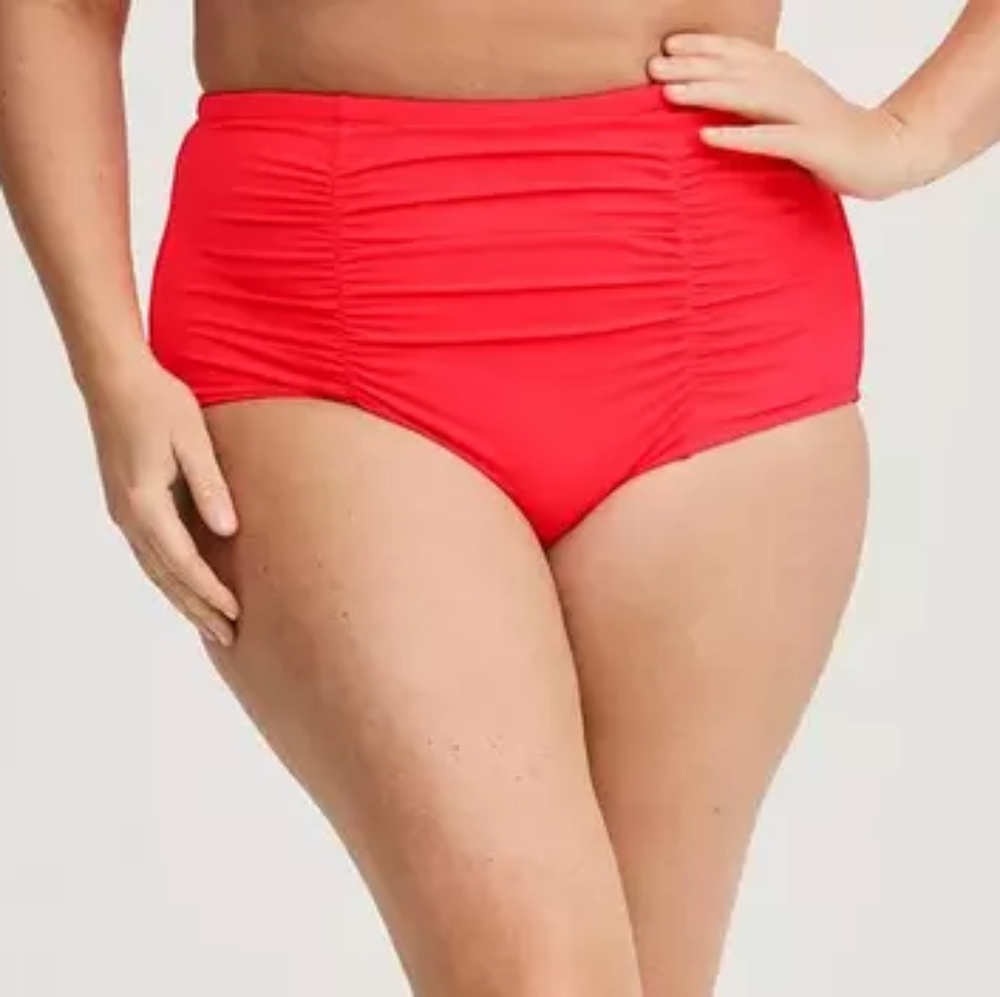 Torrrid Neon Coral High-Rise Ruched Swim Bottom 3X 22/24 NWT